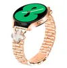 Adequado para Pulseiras de Smartwatch Samsung, Huawei, Xiaomi de 20mm, Pulseira de Aço com Três Contas Brilhantes Trevo de Quatro Folhas