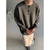 Outono e Inverno Americano Gola Henrique Tricô Masculino Moda Preguiçosa Solto Casual Manga Longa Tricô Masculino para Sobreposição Interna