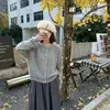 Conjunto de principios de primavera: suéter tejido a rayas retro estilo coreano casual para mujer, nuevo cárdigan de abrigo para primavera y otoño