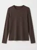 Capa base de seda y acetato para otoño e invierno, de Lyocell y lana, con cuello redondo, tejido cálido, top de manga larga para mujer