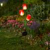 Luz Solar de Tulipa com 3 Cabeças Luz para Pátio Externo Luz de Atmosfera para Casa Luz Decorativa para Layout de Jardim Impermeável Luz para Gramado