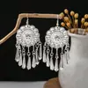 [Selección Premium] Pendientes Estilo Étnico de Minorías Vintage con Plata de Minorías Étnicas, Pendientes Largos Colgantes Florales Estilo Bohemio Único