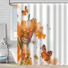 Cortina de Ducha de Tela Impermeable Resistente al Moho con Estampado Digital de Mariposas de Amazon para Baño, Partición de Tela para Ducha, Sin Perforaciones