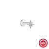 Pendientes de Hueso de Oreja de Plata de Ley S925 con Rosca de Cabeza Plana, Piercing con Ojo de Luna, Estrella de Ocho Puntas, Floral, Moissanita