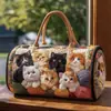 Bolsa de Viagem Acolchoada de Algodão Estilo Novo 3D Marca Independente Cachorro Série 6 Bolsa de Yoga Feminina Estampada Moda Bolsa de Mão
