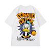 Camiseta Masculina de Manga Curta Transfronteiriça Estilo Hong Kong High Street 2024 Nova Gola Redonda Estilo Ins Verão Solta Meia-manga Camiseta para Casal