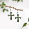 Nuevos Productos Transfronterizos Europeos y Americanos Calle St. Irlanda. Aretes de Madera Verdes Serie Patrick Clover Aretes de Cruz
