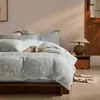 Juego de ropa de cama de cuatro piezas de gasa de tres capas 100% algodón Clase A, juego de sábana y funda de edredón de jacquard simple de algodón puro, juego de tres piezas de sábana bajera