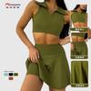 Falda deportiva transpirable europea y americana de corte ajustado, culottes de dos piezas falsas para correr, fitness, tenis, falda de yoga anti-exposición