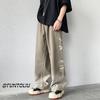Jeans Degradê Retrô Masculino Outono Versátil High Street Tendência Calça Reta Estilo Hong Kong Calça de Perna Larga Solta Calça Bonita