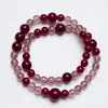[Feilu Ningberry] Pulsera Natural de Cristal de Fresa para Mujer, la Más Fácil de Combinar, Lote de Pulseras de Cristal de Ágata Roja de Fresa