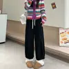 Pantalones tipo harén de otoño e invierno con forro polar, corte relajado, dobladillos enrollados, engrosados para abrigar, tiro alto, corte holgado, estilizan, pantalones casuales versátiles para mujer