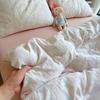 Durmiendo en las Nubes ~ Juego de Cuatro Piezas de Hilo Doble Clase A de Algodón Puro Estampado Floral Pequeño Color Nude para Dormir Juego de Tres Piezas para Dormitorio Estudiantil 4