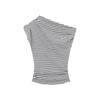 Camiseta de Rayas Asimétrica sin Hombros de Manga Corta para Mujer, Nuevo Estilo de Verano, Estilo Sexy y Puro Deseo, Top Adelgazante y Elegante
