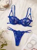 Lingerie Sexy Europeia e Americana Transfronteiriça Renda Flor Bordada Alças Ajustáveis Tanga Pura Transparente Traje Sexy
