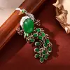 Broche Pavão Esmeralda Novo Estilo Chinês Luxo Acessível Fivela de Animal Fênix Acessórios para Jaqueta Corsage