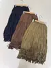 Falda Midi Plisada con Borlas para Mujer, Falda de Cintura Elástica Línea A, Estilo Casual Adelgazante, Falda de Color Sólido con Capas, Nuevo 2026