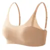 106 Base de Maquillaje Ice-Skin Refrescante Ropa Interior sin Costuras Sujetador Bandeau Anti-Exposición con Copas Fijas para que los Bustos Grandes Parezcan Más Pequeños, Estilo Delgado de Verano