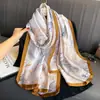 Nova Moda Estilo Primavera e Verão 2025 Lenço Longo de Seda Elegante Lenço Longo de Cetim Lijing para Mãe Leve Versátil para Viagem