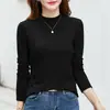 Camiseta interior de manga larga para mujer, cuello alto medio con forro polar de otoño e invierno, modal, color liso, elegante, versátil, terciopelo fino