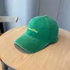 Gorra de béisbol verde de algodón lavado con estampado de letras estilo coreano 2026, unisex, versátil, adelgazante, gorra tipo visera para protección solar en todas las estaciones