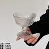 Copa Alta para Helado de Rayas Verticales Estilo Retro Ins, Copa para Postre de Vidrio, Copa para Helado, Copa Alta de Vidrio, Plato para Frutas para el Hogar