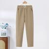 Pantalones casuales con banda elástica para mujeres de mediana edad y mayores, pantalones holgados de otoño e invierno con forro polar, pantalones gruesos rectos de talla grande, pantalones de mamá de marca de moda