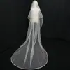 Velo de novia de doble capa con una cola blanca simple y larga, perfecto para sesiones de fotos de bodas, fotos del registro civil y fotografía de estudio o de viaje