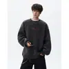 Sudadera Pesada Bordada de Cuello Redondo para Hombre de 420G, Tendencia Otoñal Estilo Americano, Top Casual Rígido de Manga Larga