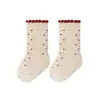 Calcetines para bebé otoño nuevo lazo de encaje rojo calcetines de princesa niñas niños medianos y grandes infantil rojo brillante calcetines de Año Nuevo