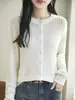 Cardigan de Punto Nuevo Estilo Primavera y Otoño 2026 para Mujer, Cuello Redondo Ajustado Tejido de Cable Pequeño Estilo Coreano Chaqueta Suéter de Manga Larga