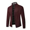 Tejido de Punto con Forro Polar para Hombre Otoño e Invierno Europeo y Americano, Cárdigan de Cuello Alto para Hombre de Mediana Edad, Chaqueta de Corte Ajustado, Cálido, Casual y Versátil