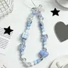 Cadena Minimalista para Teléfono con Perlas y Lazo, Correa de Muñeca, Cadena de Mano, Portacámaras y Llavero para Mujer