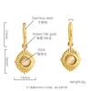 Pendientes de acero inoxidable con ópalo de estilo artístico francés de moda, pendientes simples de estilo bohemio nuevos de acero de titanio para mujer