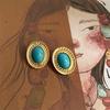 Pintura al óleo sentido de pendientes sintéticos turquesa antiguos nicho retro pendientes de lujo ligero personalidad temperamento pendientes de alta gama