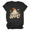 Amazon eBay site independente casual e confortável feminina assustador lua teia de aranha fantasma gola redonda manga curta camiseta