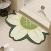 Tapete de Tierra de Diatomeas, Absorbente de Agua, Antideslizante, Secado Rápido para Entrada de Baño, Tapete Antideslizante Semircircular Floral