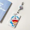 Llave de Coche con Hebilla Telescópica de Fácil Extracción Dibujo Animado de Autobús Set de Tarjeta de Comida de Estudiante y Tarjeta de Acceso Hebilla Colgante de Barrio Sésamo