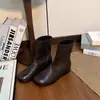 Botines para mujer 2026, botas de ajuste ceñido con tacón oculto, botas de un solo color estilo nuevo, estilo coreano, primavera/otoño, botas color nude, punta cuadrada, botas elásticas nuevas 2026