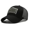 Boné de beisebol feminino bordado com adesivo de personalidade com logotipo americano, boné de rede, boné de velcro para atividades ao ar livre masculino, com bordas cruzadas