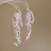 Pendientes Redondos de Flor Colorida Tejidos a Mano Pendientes Frescos de Dopamina Estilo Vacacional Pendientes de Nicho de Gama Alta