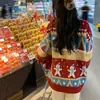 Suéter de punto de cuello redondo estilo coreano otoño e invierno Nuevo estilo holgado perezoso alta calidad retro suéter rojo de Año Nuevo para mujer