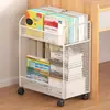 Estante de almacenamiento para mochilas escolares, carrito móvil para libros, soporte metálico para bolsas al lado de la mesa, estantería de almacenamiento con ruedas debajo del escritorio