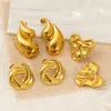 Pendientes Transfronterizos de Lujo Accesible de Nuevo Diseño Dongguan de Acero de Titanio para Mujer Moda de Alta Gama Pendientes Martillados Recubiertos de Acero Inoxidable Dorado de 18K