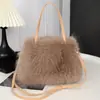 Moda Otoño e Invierno Bolso Cruzado de un Solo Hombro Bolso para Mujer de Piel Sintética de Zorro Fresco Versátil Color Sólido Felpa Pequeño Cuadrado Bolso Cruzado