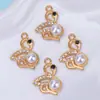 Pulseira Colar Pingente Charme Acessório DIY Materiais Tendência Cisne Pérola Liga Metálica Conector de Pingente Único Joia