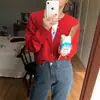 Suéter de Punto Versátil de Color Liso con Cuello Redondo Suave para Mujer Otoño Invierno Nuevo Estilo Chic Holgado Ropa Exterior Cárdigan Chaqueta
