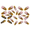 Uñas Portátiles Más Vendidas Transfronterizas, Pegatinas para Uñas Patrón Tigre Amarillo y Negro de Longitud Media, 24 Piezas, Uñas Postizas Portátiles Desmontables al por Mayor