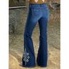 Jeans Bootcut Transfronteiriço, Levanta Bumbum e Afina Cintura, Bordado no Tornozelo, Estilo Versátil para Todas as Estações, Costurado Finamente