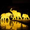 Escultura de elefante artificial luminosa de fibra de vidrio, personalizada, para jardín, patio, comunidad, decoración de pie.